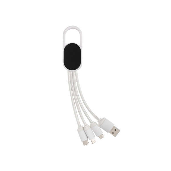 4-in-1 cable with carabiner clip - White