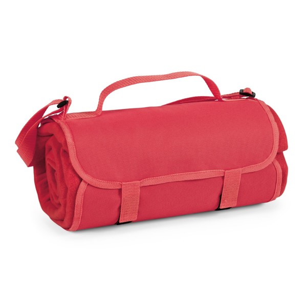 FLEECE. Fleece blanket with handle and strap (160 g/m²) - Red