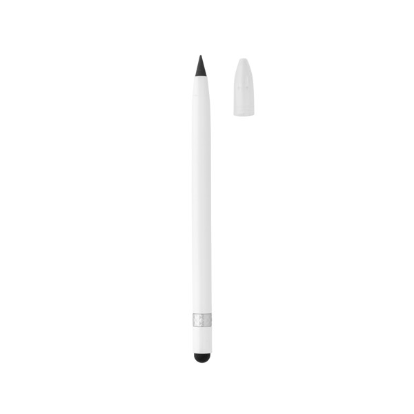 Aluminum inkless pen with eraser - White