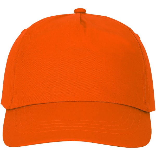 Boné de algodão 5 painéis com reforço e fecho aderente de 175 g/m² Feniks - Laranja
