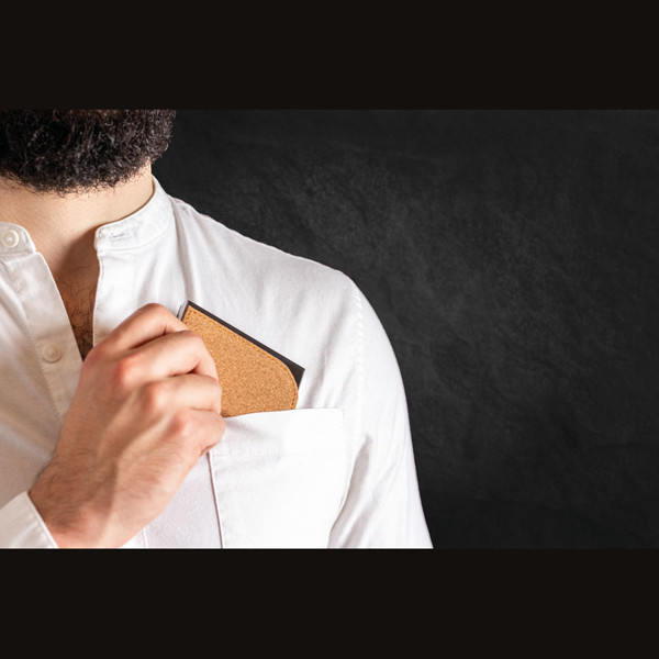 Metal Business Card Holder with cork Surface