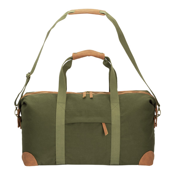 Borsa Duffle In Canvas  Riciclato. Tracolla Regolabile E Removibile Con Fibbie In Metallo - Verde Scuro