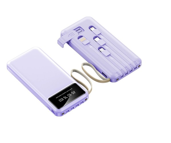 Powerbank 10000mAh with cable and LED display - WHITE