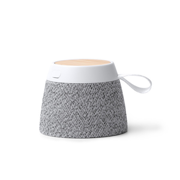 Altavoz inalámbrico personalizado de bambú y RPET 5W con anillo magnético soporte smartphone