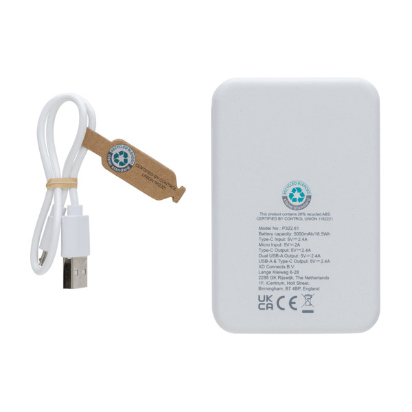 Xd Collection powerbank 5000 mAh, recikliran ABS - Bela