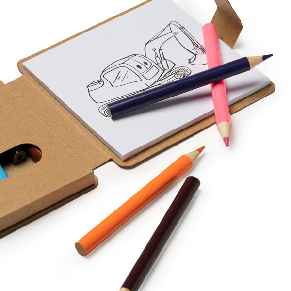 Personalized children's coloring set with drawing pad and color pencils