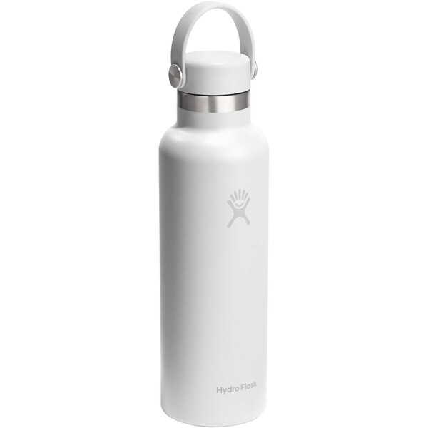 Hydra Flask Standard Mouth 621 ml isolierte Edelstahl Trinkflasche mit Strohhalmverschluss - weiss