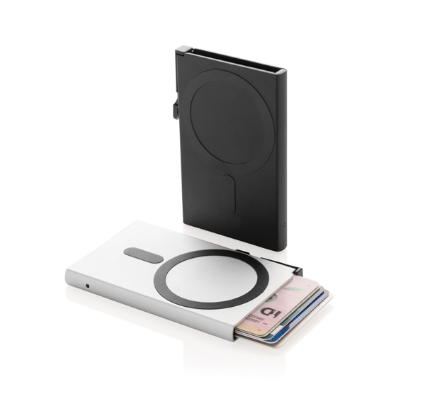 Hliníkové pouzdro na karty s RFID magnetem - Černá