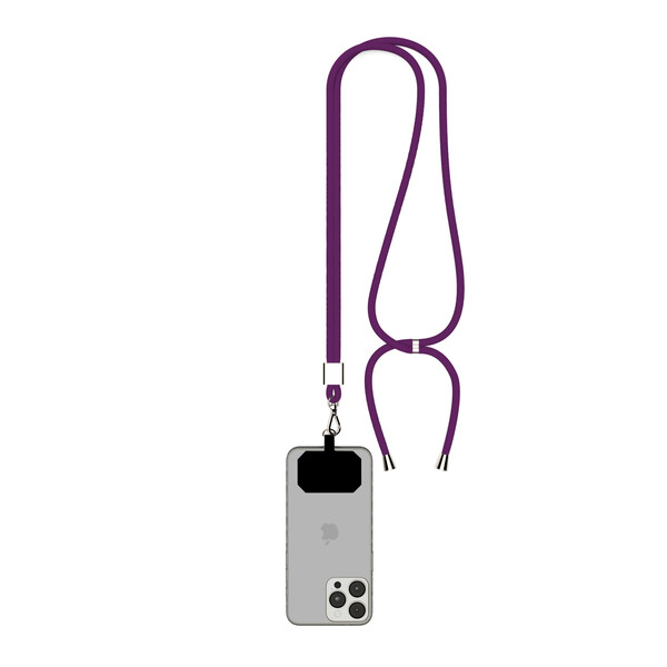 Crossbody 2-tone cord phone holder made of polyester - Deep Purple