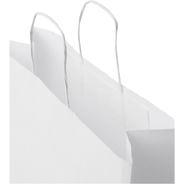 Sac en papier Kraft 80-90 g/m² avec poignées torsadées, grande taille - Blanc