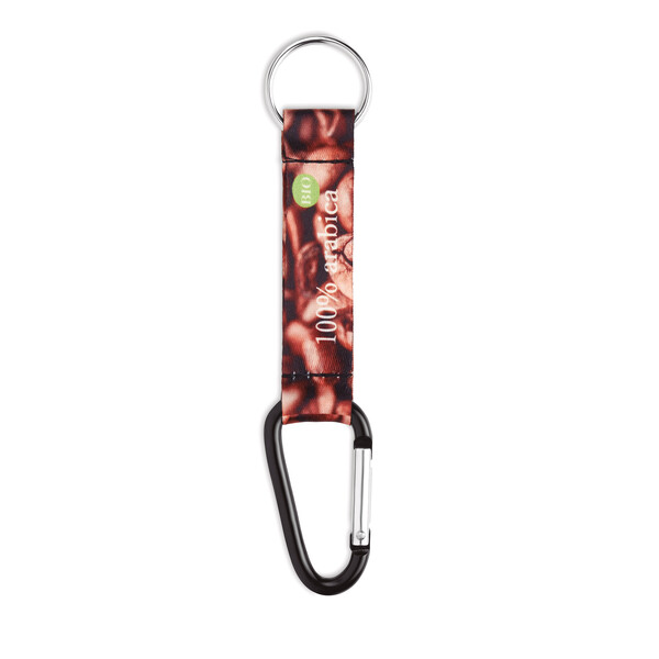 Carabiner with sublimated recycled polyester (rPET) strap - Black