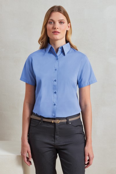 Women's Short Sleeve Poplin Blouse - White / 4XL