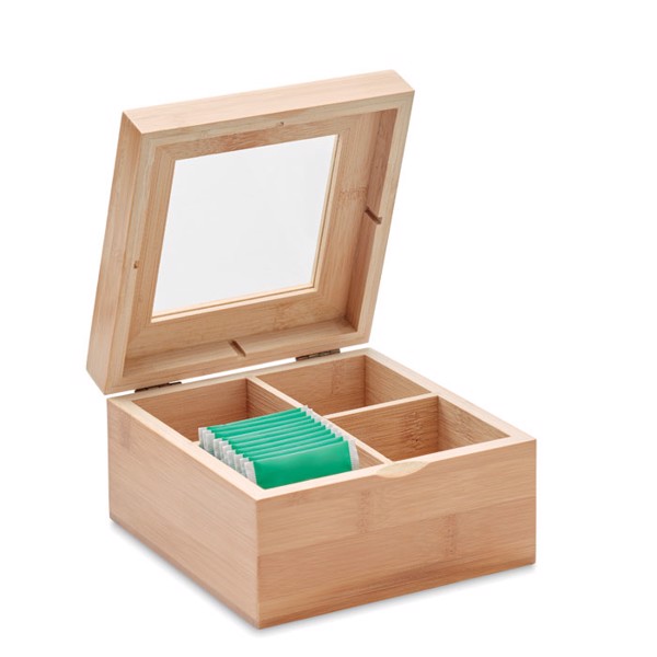 Campo Tea bamboo box, 4 compartments 6x6x6cm