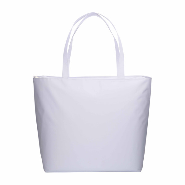 Borsa Mare In Poliestere 300D Con Manici Lunghi E Chiusura Con Zip - Bianco