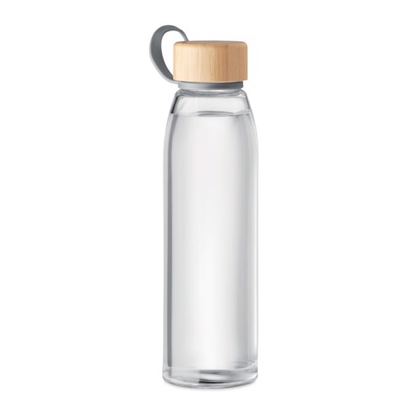 Fjord glass bottle, bamboo lid, 500 ml