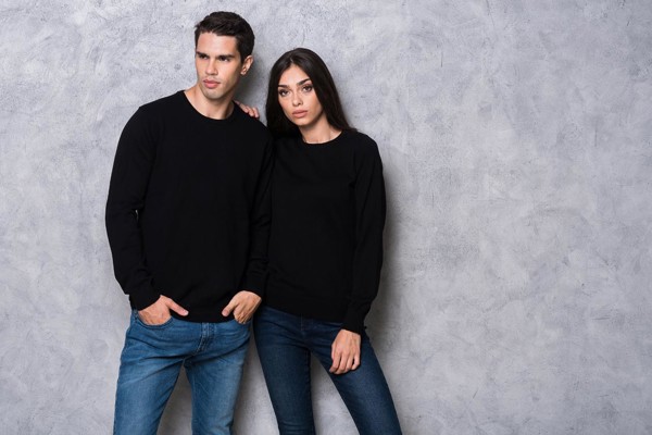 Ladies’ Crew Neck Fine Gauge Cotton Pullover - Light Melange Grey / L