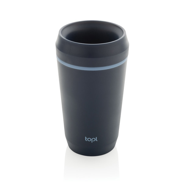 Mug 354 ml avec couvercle 360 en plastique recyclé Topl - Bleu Marine