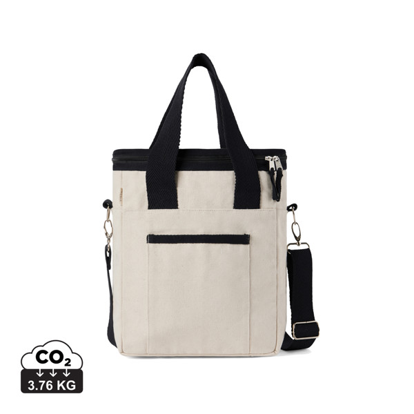 VINGA Volonne AWARE™ recycled canvas cooler tote bag - Off White / Black