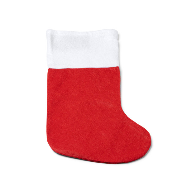 Personalised Christmas stocking with branding band and hanging strap