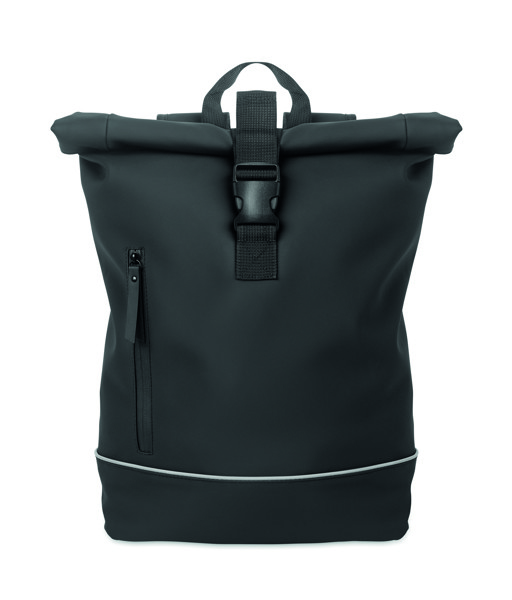 Laptop 15" roll top PU backpack Laptosa - Schwarz