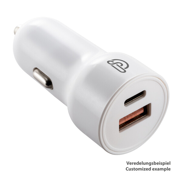 Chargeur de voiture USB-C et USB VALLEJO - blanc / 24 Watt