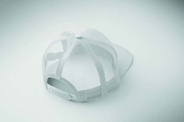 7 panel flat visor cap Bead - White