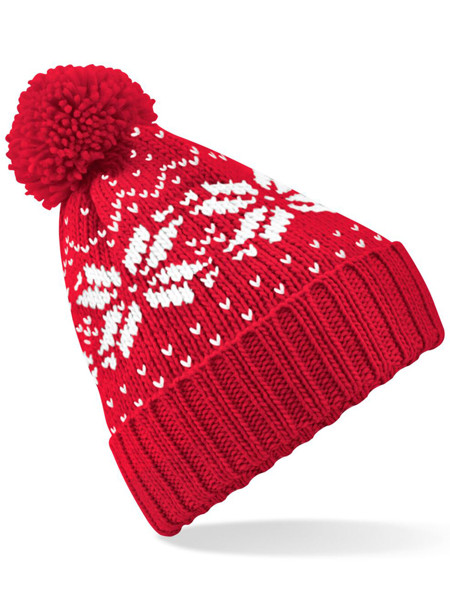 Fair Isle Snowstar Beanie - Black / White