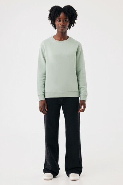 IQONIQ Toria Unisex mikina s okrúhl. výstrihom z rec. bavlny - Iceberg Green / XL