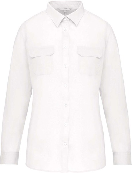 Ladies' Long-Sleeved Safari Shirt - White / XL