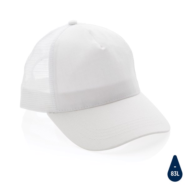 Impact AWARE™ peteropanelna trucker kapa od češljanog recikliranog pamuka 190 g - Bijela