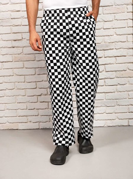 'Essential' Chef's Trousers - Black / White Check / L