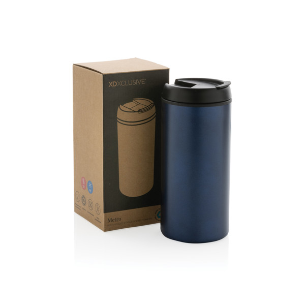Mug Metro en acier inoxydable recyclé RCS - Bleu