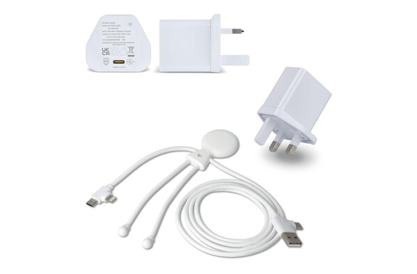 2090 - Xoopar Mr Bio Long Câble de Chargement + Adaptateur de Prise UK