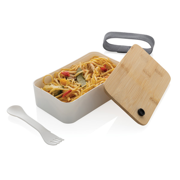 Xd Collection lunchbox s pokrovom iz bambusa, 0,7 l - Bela