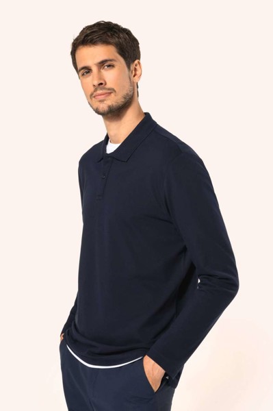 Muška polo majica dugih rukava Supima® - Bijela / M