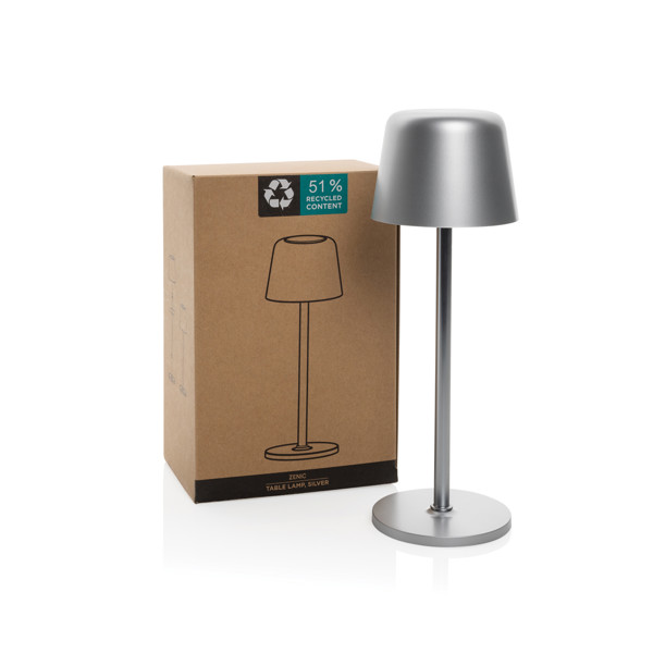 USB dobíjitelná stolní lampa Zenic z RCS recykl. plastu - Stříbrná