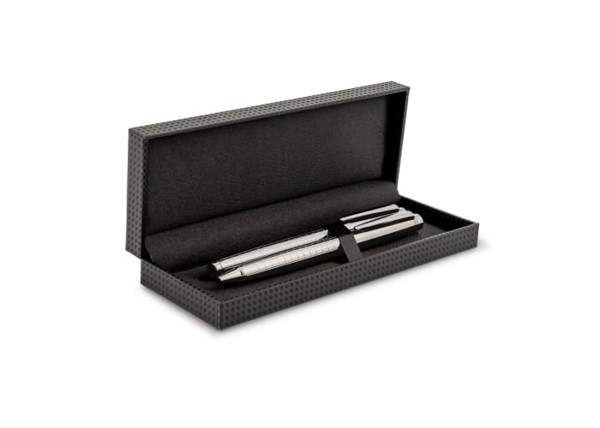 Ball pen and rollerball set Dallas in gift box - Silver