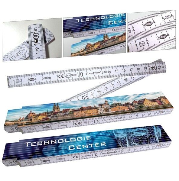 Adga 250 Plus Zollstock 2 m mit 90°-Winkeleinrastung, Made in Germany – inkl. 4-farbigem Digitaldruck