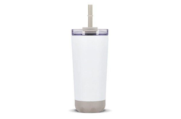 InSideOut Stainless Steel Double-Walled Norden Drink Cup with Straw  600ml - White