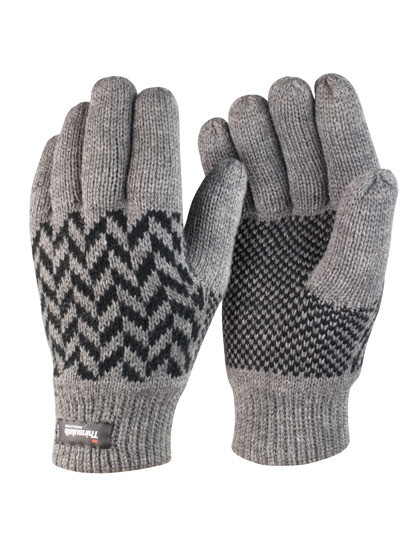 Pattern Thinsulate Glove - Grey / Black / L/XL