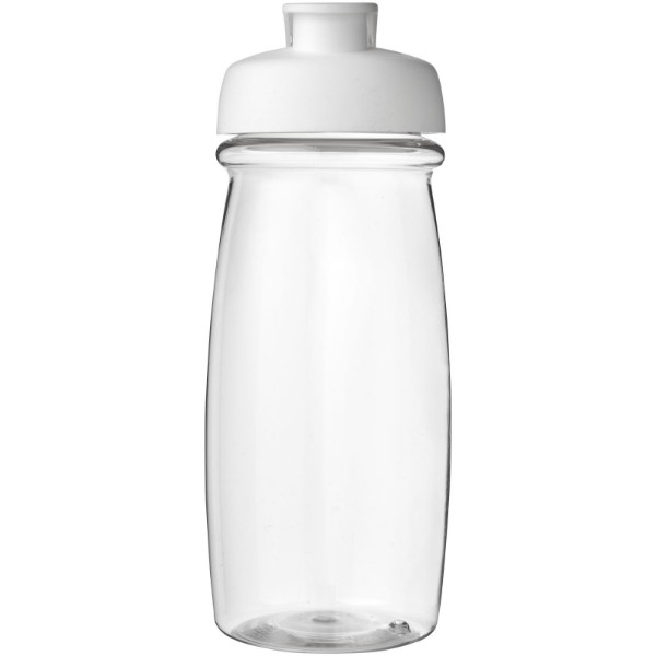 Garrafa desportiva com tampa Flip de 600 ml H2O Pulse® - Transparente / Branco
