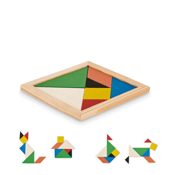 Sestavljanka Tangram, 7-delni leseni set, 100x100 mm