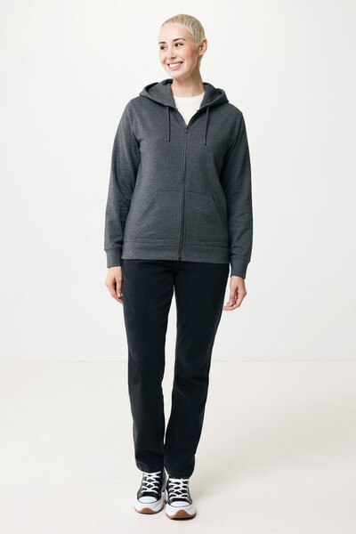 Mikina na zips s kapucňou Iqoniq Abisko z recykl. bavlny - Heather Anthracite / XS