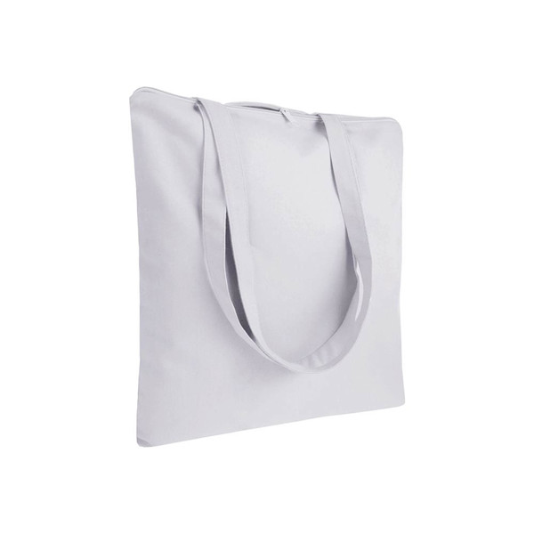 220 G/M2 Cotton Shopping Bag, Long Handles, Zip Closure - White