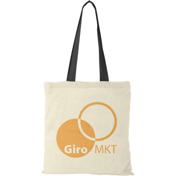 Nevada 100 g/m² cotton tote bag coloured handles 7L - Natural / Black