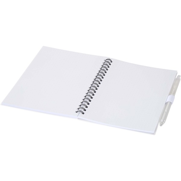 Ensemble carnet à couverture souple en plastique recyclé et stylo bille (encre bleue) Niove - Blanc