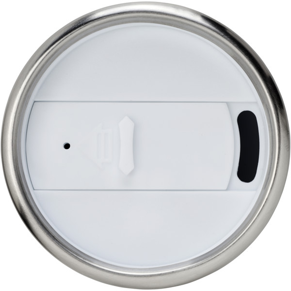 Gobelet avec isolation Elwood de 410 ml en acier inoxydable recyclé certifié RCS - Blanc