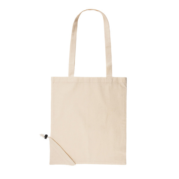 Foldable personalised cotton bag with drawstring folding