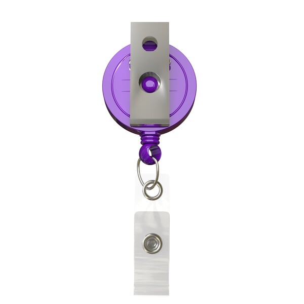 Retractable badge reel in round shape with ⌀2.8cm logo - Vivid Purple / Bull Dog Clip