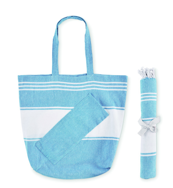 Strandtáska hamam törölközővel Hummum - Türkiz